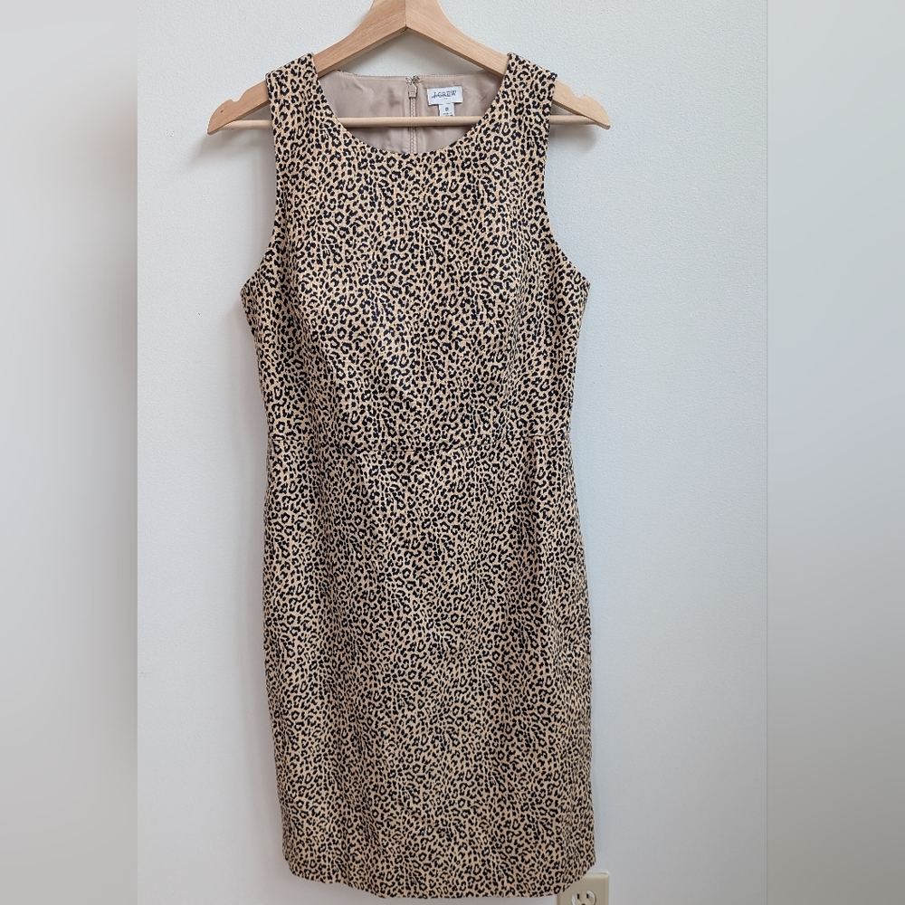 J.Crew Leopard Print Sleeveless Sheath Dress Size 8